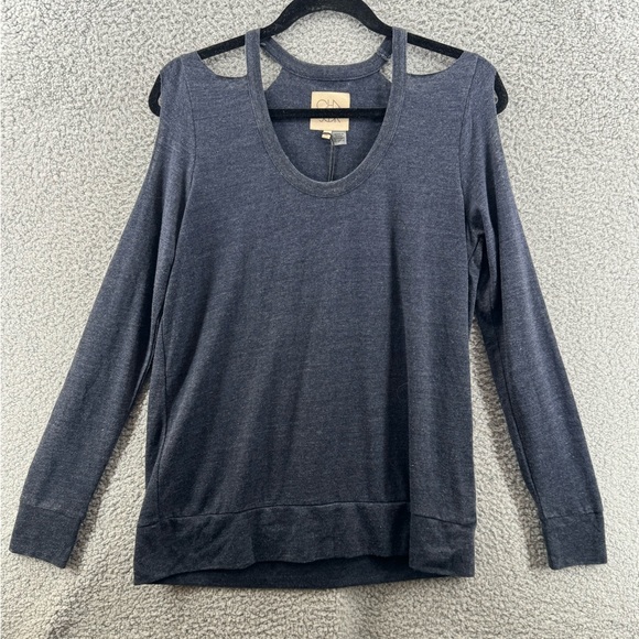 Chaser Triblend Cold Shoulder Long Sleeve Tee Shirt Black Gray Size Medium NWT - Picture 1 of 8
